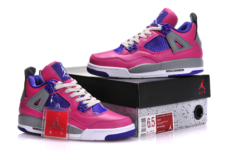 Air Jordan 4 Women Shoes Purple/Red/Gray Online